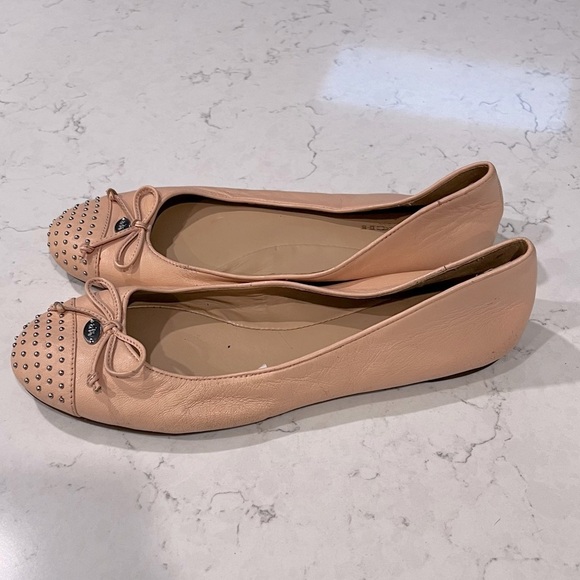 COACH Doreen Light Pink Leather Studded Ballet Flats Size 7 - Picture 3 of 12